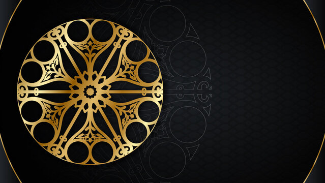 Golden Luxury Ornamental Circle Design on an Elegant Dark Background