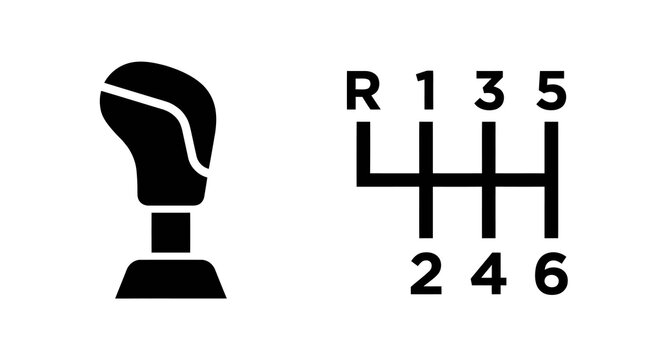 Manual Transmission Gear Shifter Icon Set