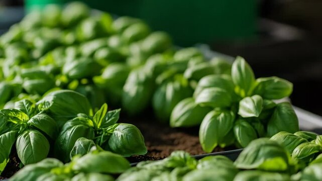 selective focus gardener harvesting fresh basil and herbs in bundles for drying and preservation in shaded space