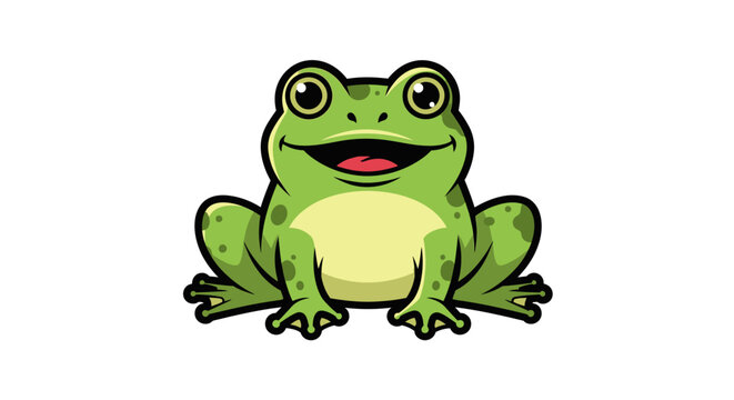Cartoon Green Frog Illustration.