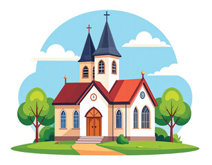 Naklejka premium Small Christian Church Building Structure.