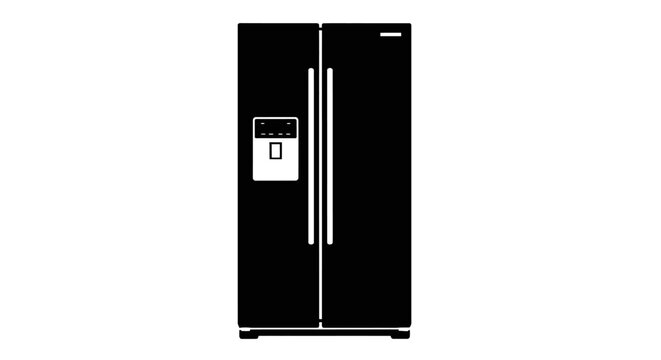 Black Refrigerator with Water Dispenser.
