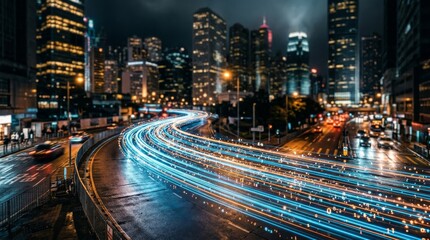 Fototapeta premium Futuristic City Data Light Trails
