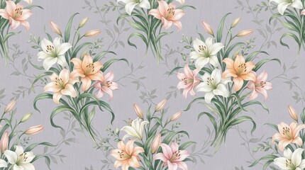 Fototapeta premium Elegant Lily Floral Pattern