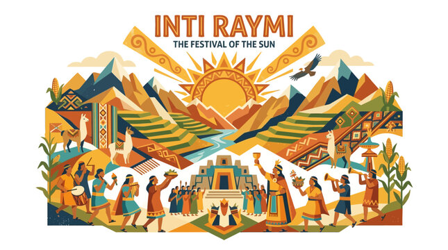 Dancers performing ceremonial steps at Inti Raymi festival in Peru mountains