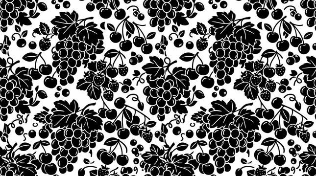 Black and white fruit pattern design.