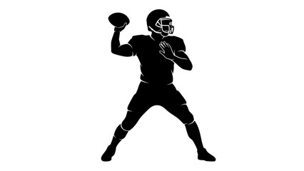 Obraz premium American Football Player Throwing Ball Silhouette.