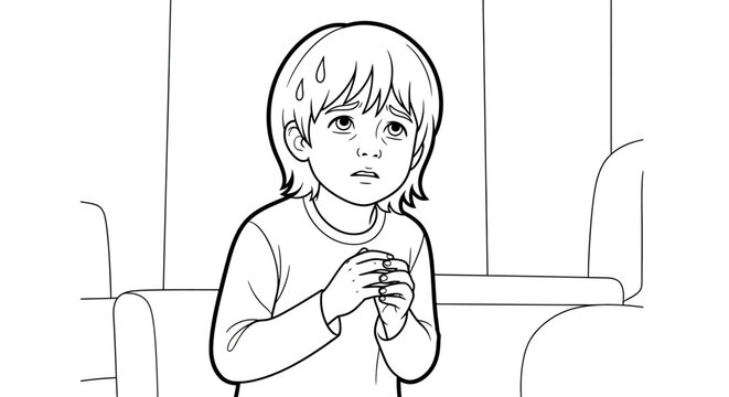 Young Child Standing in Room.