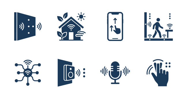 Smart home automation control icons set.