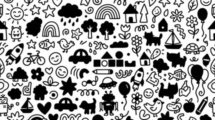 Fototapeta premium Black and white icons and symbols.