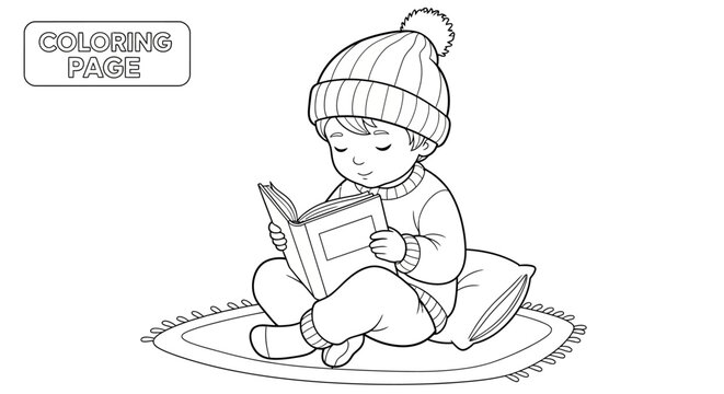 Toddler Reading Book Sitting Down.
