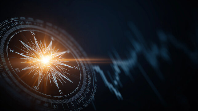 Navigating the Unknown: A glowing compass illuminates a dark, abstract background, symbolizing guidance, direction, and exploration in the face of uncertainty.