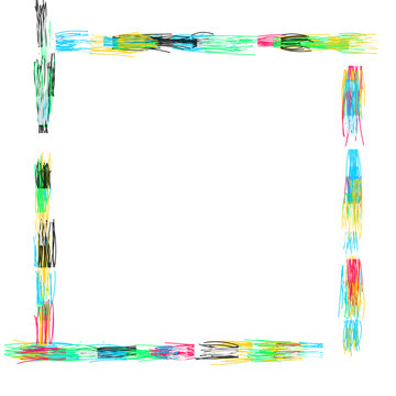 Abstract Colorful Scribble Border Frame with Vibrant Lines and White Space