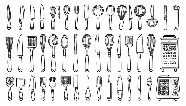 Comprehensive set of geometric line art symbols and icons.