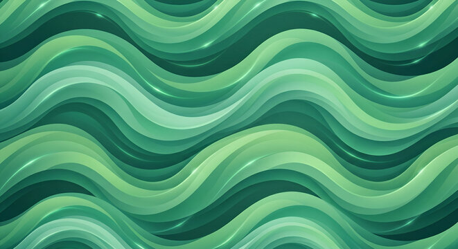 Abstract Green Wave Background with Flowing Water Lines and Modern Vector Design