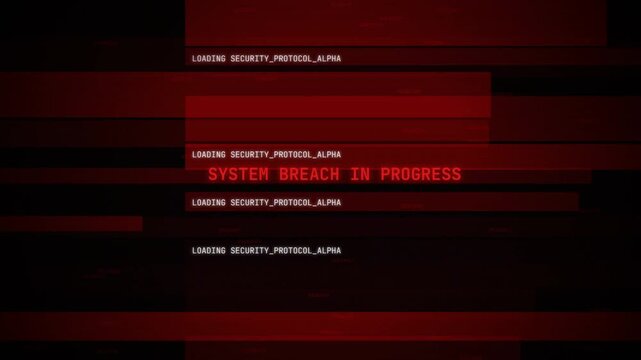 Digital Glitch System Failure Animation, Cybersecurity Breach Code Loop, Virus Attack Background, Software Hack Concept 4k video