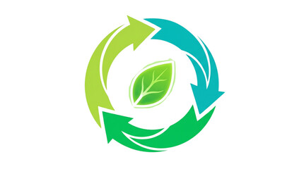 Fototapeta premium Dynamic green leaf cycle icon representing sustainability, ecological responsibility, and environmental protection, ideal for symbolizing renewable energy and a healthier planet