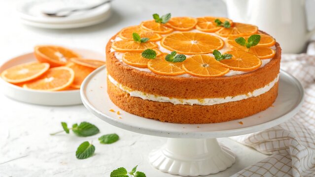 Orange Layer Cake with Cream Frosting and Candied Orange Slices