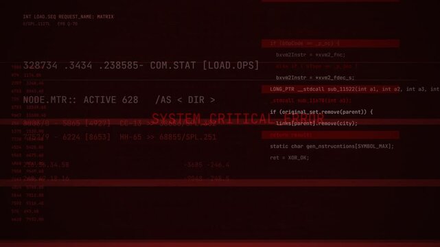Digital Hacking System Code with Glitch Effect, Cyber Security Breach Loop, Computer Virus Attack, Terminal Error Signal, Software Failure, Data Threat Concept 4k video