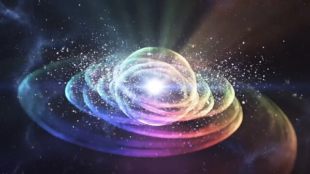 Radiating Dense Particle Light Ray and Colorful Nebula Loop
