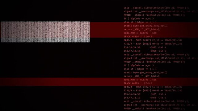 Scrambled Programming Code with Red Glitch Effects and Digital Noise, Cyber Security Breach, Virus Software Hack Concept, System Error, Data Corruption 4k video