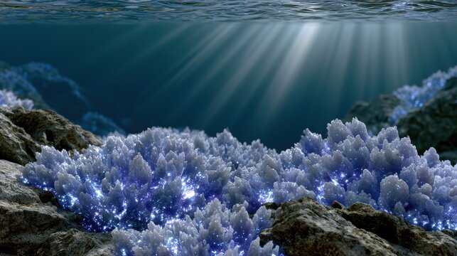 astronauts discover surreal alien civilization under the ocean, with glowing organic architecture, cinematic lighting, and hyper-detailed sci-fi art
