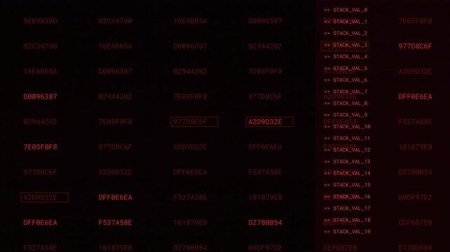 Red Digital Terminal Glitch Interface with Breach Warning, Cyber Security Hack Loop, Malicious Virus Code, System Error Noise, Data Intrusion Alert, Software Failure 4k video