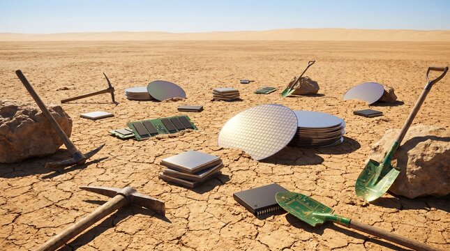Desert Landscape With Semiconductor Wafers