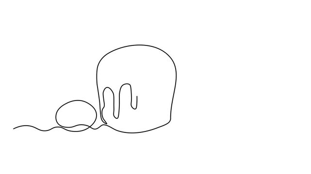 Abstract cupcake with icing, Easter cake and eggs, Self drawing animation one continuous line draw, logo on white background