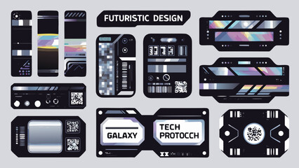 futuristic design panels vector illustration technology interface control screen display digital modern science fiction elements graphic touch interactive device electronics innovation © MINA
