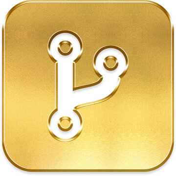 Git branch gold metallic square icon git version control branch