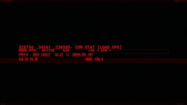 Red Digital Glitch Screen with Terminal Data, Cyber Attack Concept, Virus Code Hack, System Failure, Software Error Signal Loop 4k video