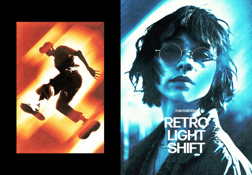 Retro Light Photo Effect &ndash; Color Shift for Poster & Social Media (PSD)