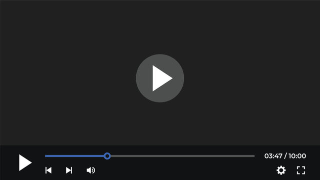 Modern Video Player Interface Vector with Media Streaming UI Playback Controls Multimedia Screen and Web Video Template