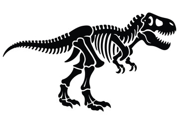 Fototapeta premium Stylized Tyrannosaurus Rex Skeleton Silhouette Vector Illustration – Minimal Dinosaur Bone Structure Outline for Educational Science, Museum Display and Prehistoric Design Graphics