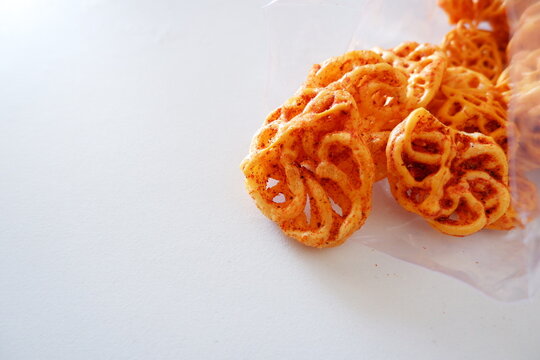 Crackers with dry seblak seasoning. A spicy snack from West Java, Indonesia.