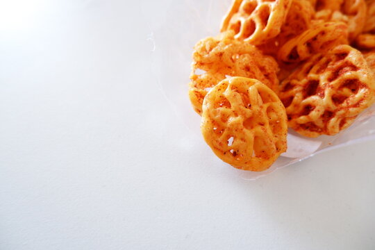 Crackers with dry seblak seasoning. A spicy snack from West Java, Indonesia.