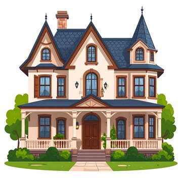 Charming Victorian style house with turret and balcony.