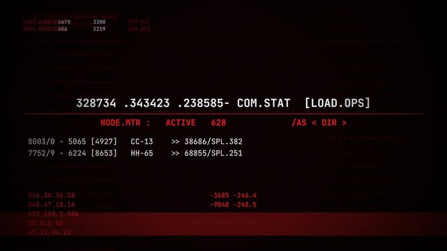 Abstract Digital Glitch Code Scrolling on Red Screen, Cyber Security Data Breach Concept, System Error Malware Loop, Software Hack Interface 4k video