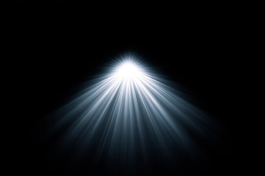 Radiant light beam emerging from darkness, creating a serene and mystical atmosphere.