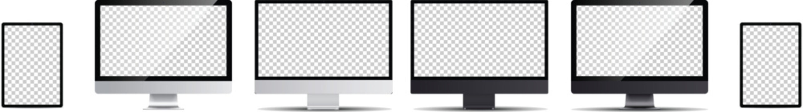 Responsive Digital Screen Mockup Set Desktop Monitor and Mobile Device Display Templates