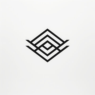 Abstract geometric clean water logo icon showing precise intersecting black triangles and sharp parallel lines on a white background