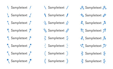 Fototapeta premium テキストを強調する注目マーク 視線誘導 青色（Attention marks for text emphasis and guiding sight）