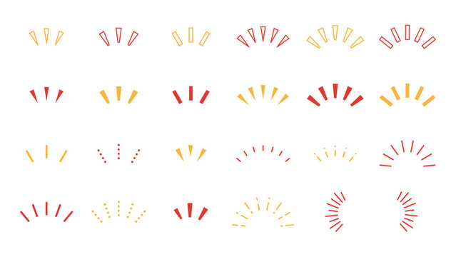 注目・強調マーク　シンプル　赤・黄色（Attention sign emphasis symbol exclamation mark simple highlight vector illustration）