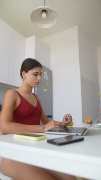Individual balancing data entry with morning meal in sunlight