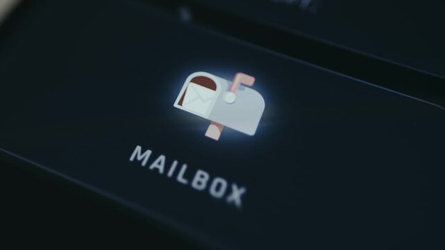 Digital icon of a white mailbox with a red flag