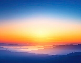 Fototapeta premium Sunrise over misty mountains with vibrant sky.