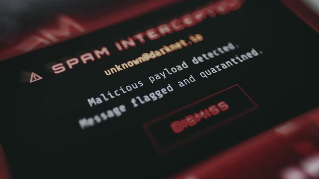 Message noting a Malicious Payload was detected,user taps the Dismiss button