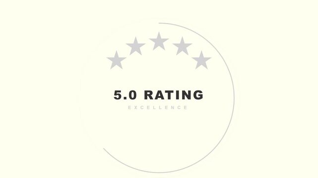 Customer satisfaction five-star rating graphic displaying excellence and top-tier product quality assessment, perfect for website reviews and service feedback systems