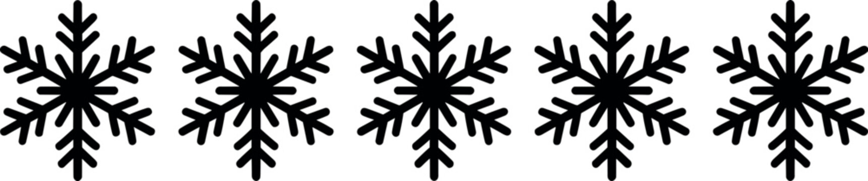 Seamless snowflake border vector pattern silhouette for winter holidays Christmas decorations greeting cards and festive frame design elements